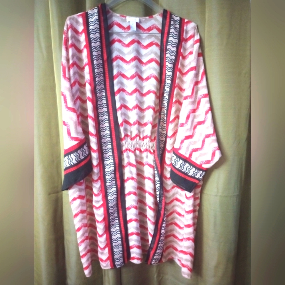 Chico's Zigzag Open Front Kimono